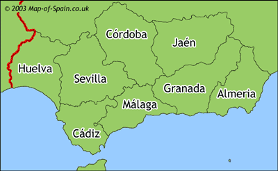 Map of regions in Andalucia