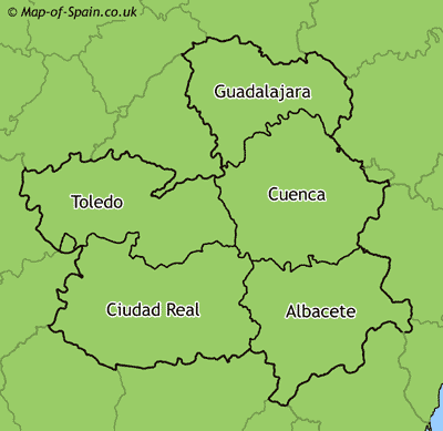 Map of regions in Castile la Mancha