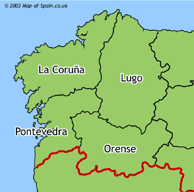 Map of regions of Galicia
