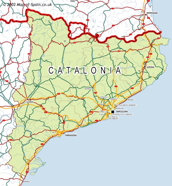 Map of Catalonia, Spain, Cataluña map
